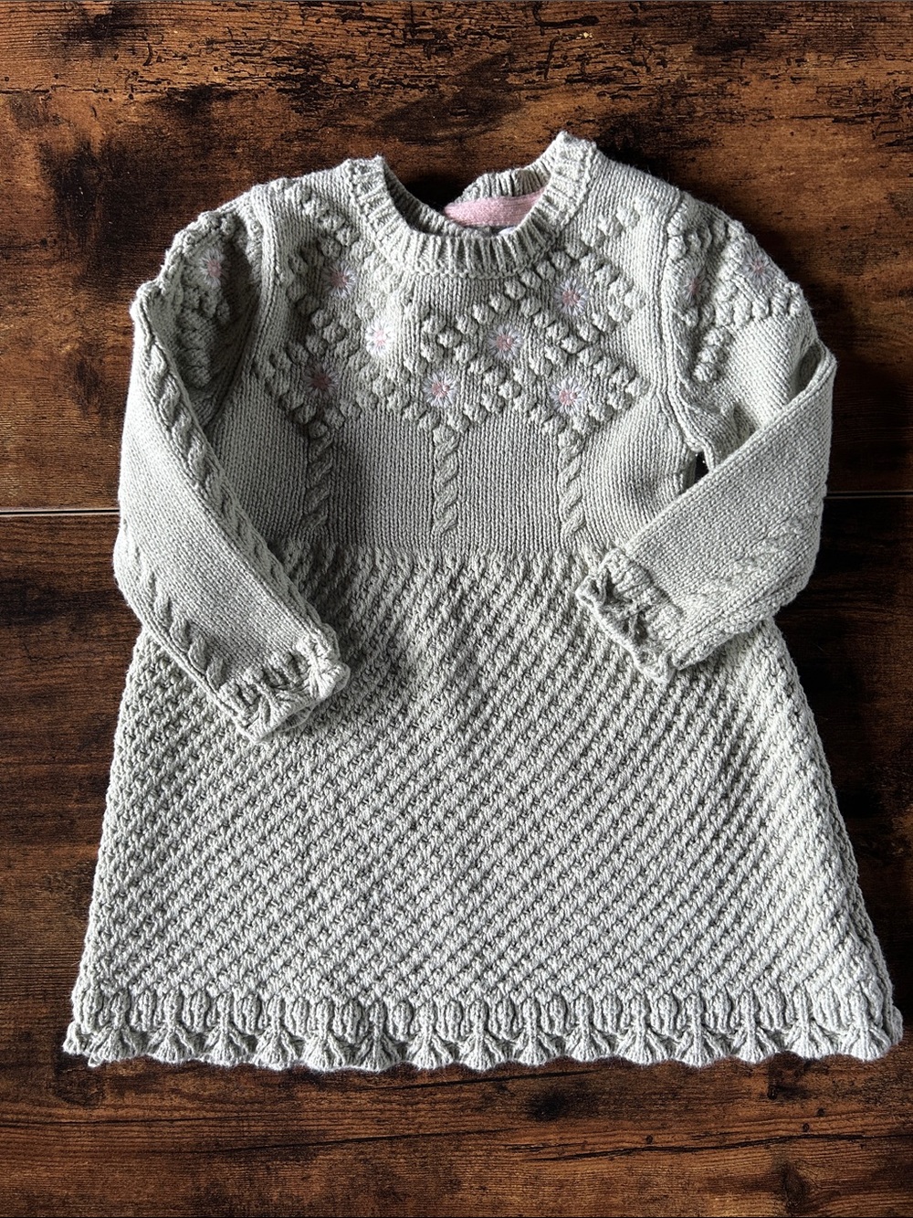 cupcakes & cashmere Light Green Baby Knit Sweater with Pink Trim